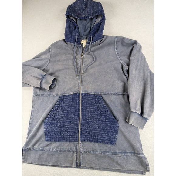 Logo Lori Goldstein Tops - Logo Lounge Womens Size LARGE Blue Long Sleeve Zip Up Tunic Hoodie